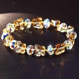 NEW AB Champage shiny Butterfly charm beaded bracelet